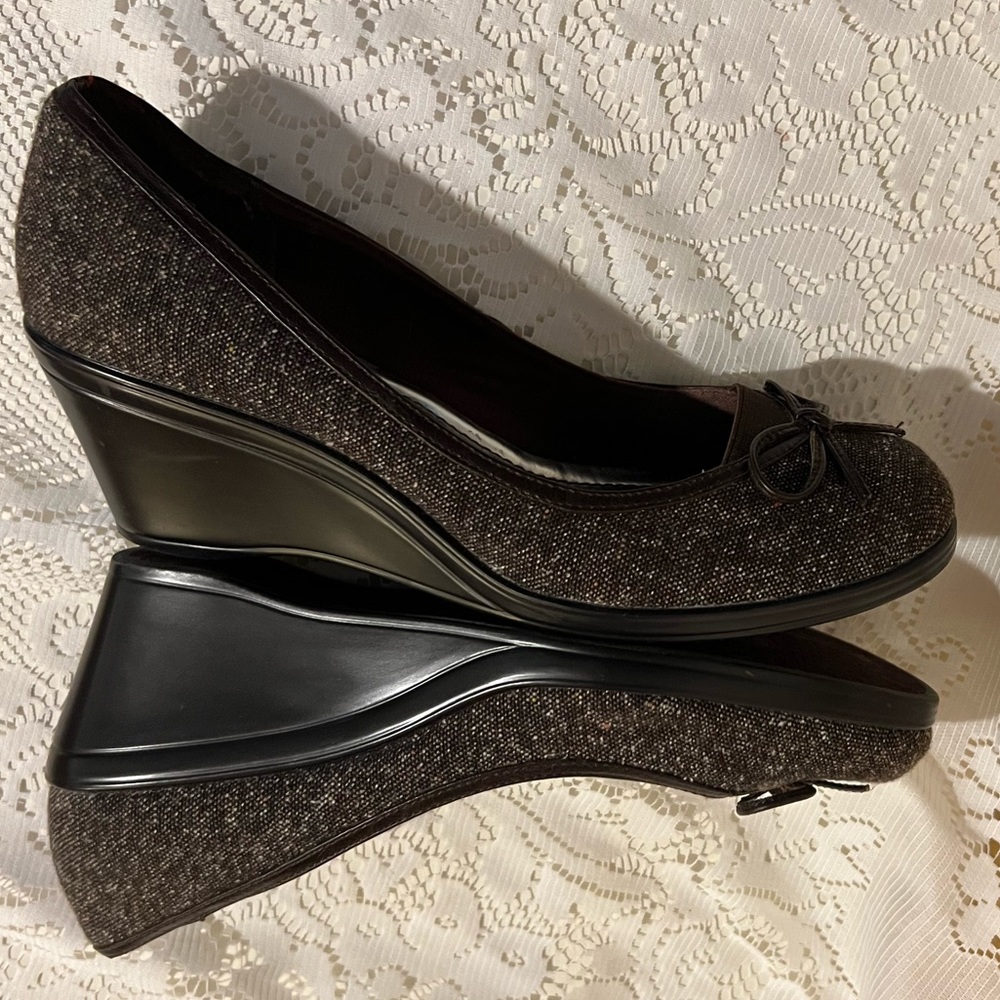 EUC STYLE&CO JENNIE STYLE BRWN TWEED WMNS WEDGE 8M